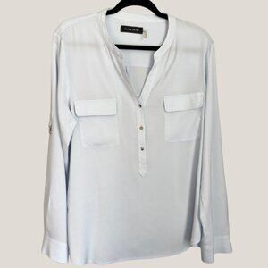 Ivanka Trump Blouse Baby blue Womens, XL Long Sleeve Career Button Up